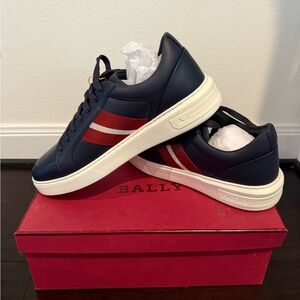 Bally Men's Dark Blue and Red Sneakers